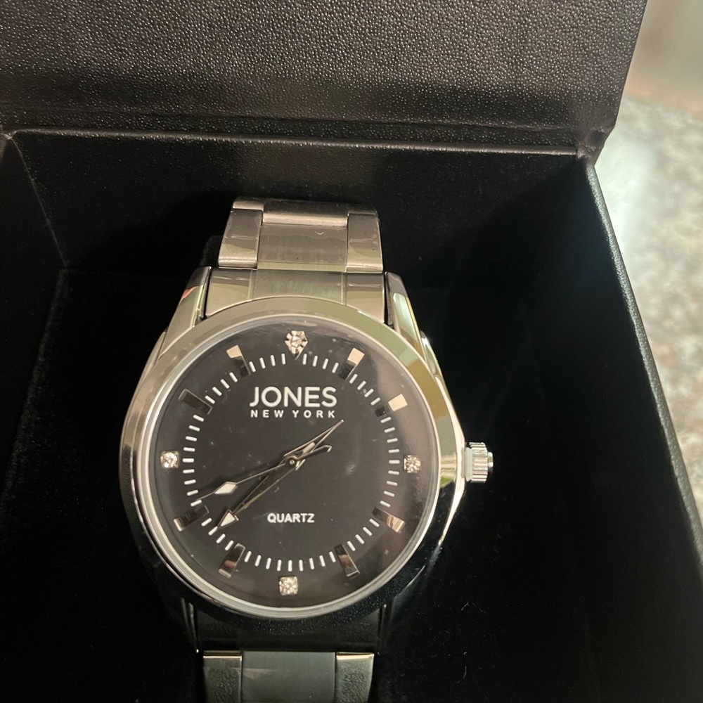 Jones New York Silver and Black Men's Watch